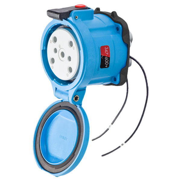 33-64147-972 - DS60 RECEPTACLE POLY BLUE SIZE 4 TYPE 3R 3P+N+G 60A 347/600 VAC 60 Hz +2 AUX